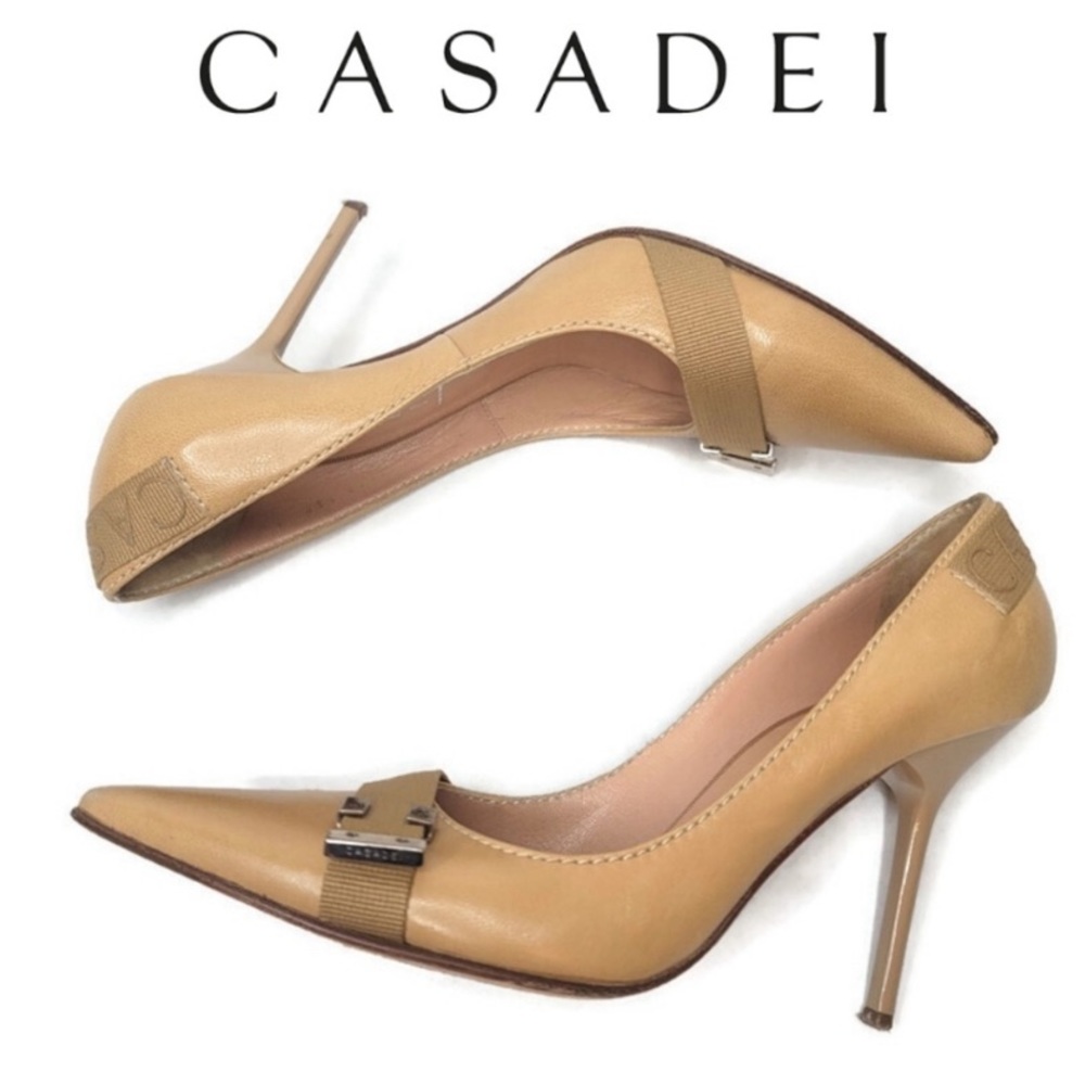 Casadei leather camel colored pump heels size 7.5